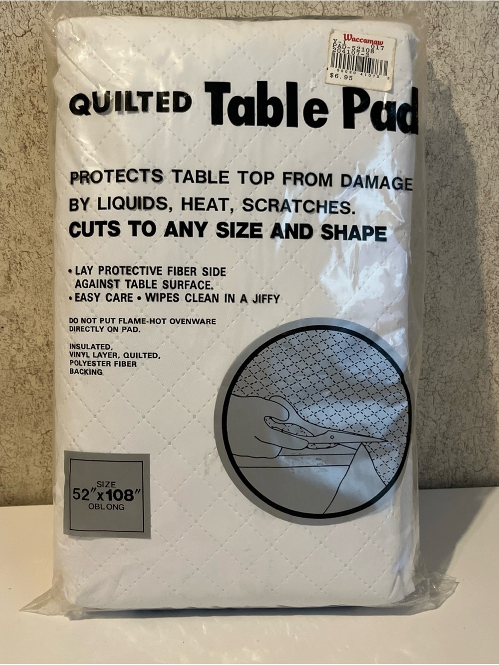 Quilted Table Pad Waterproof Insulated Cut to Fit Oblong 52x80